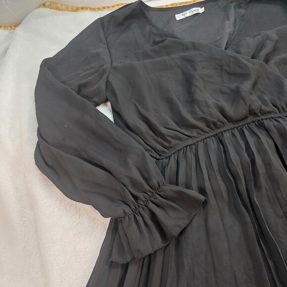 BBX Lephsnt Black Wrap Dress - Elegant & Flowy - Size L - Picture 3 of 13